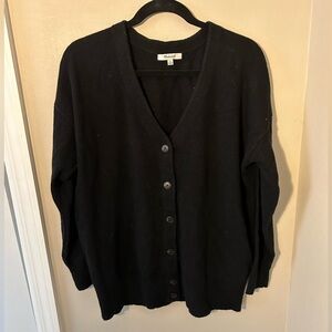 MADEWELL BLACK HARLOW V-NECK OVERSIZED MERINO WOOL BLEND CARDIGAN SIZE MEDIUM